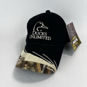 NEW Ducks Unlimited Authentic Black Embroidered Camo Hunting Cap Dorfman Pacific